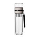 Fancy Detachable Double Wall High Borosilicate Glass Water Bottle with Tea infuser